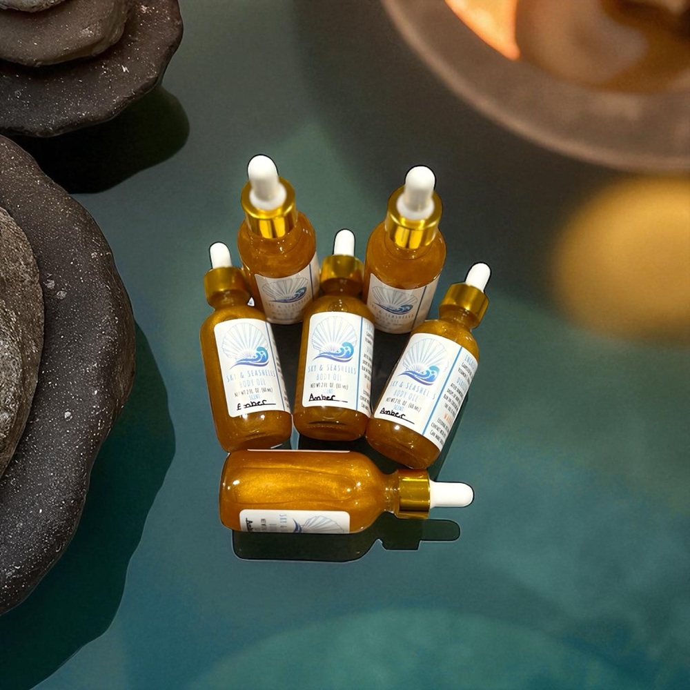 Hand Crafted “Amber” Scented Body Oil by Sky & Seashells Skincare - Picture 3 of 6